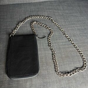 Free People Black Mini Bag with Silver Chain